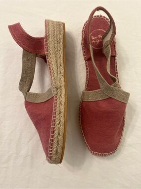 Toni Pons Red Canvas Espadrille Slingback with Neutral Elastic Straps